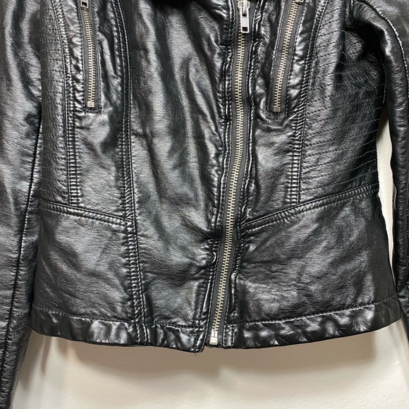 Free People Vegan Leather Moto Jacket Size 6 - Picture 4 of 10